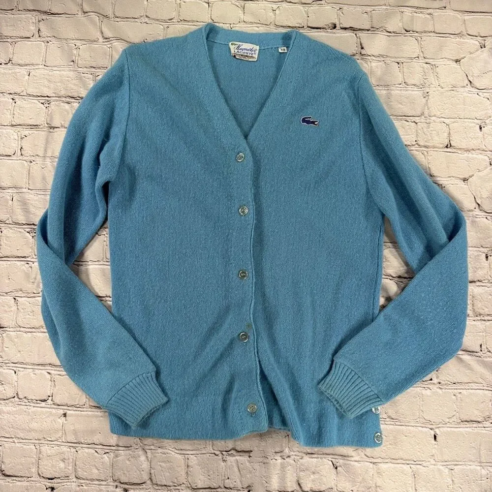 Vintage Lacoste Haymaker Blue Cardigan Sweater Size 38 Medium  H